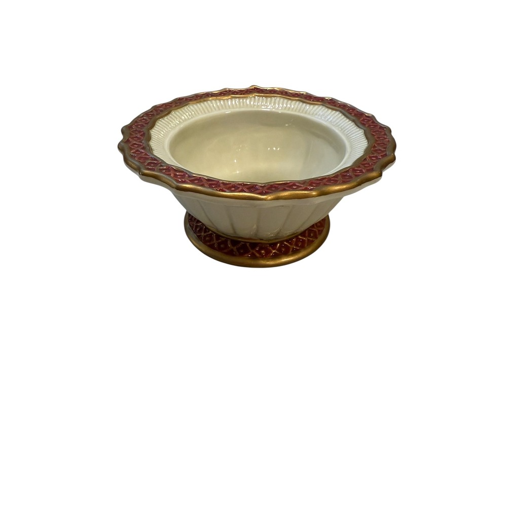 Fitz and Floyd Essentials Sugar Bowl Pedestal Burgundy Gold Accent Decor‎ 6"